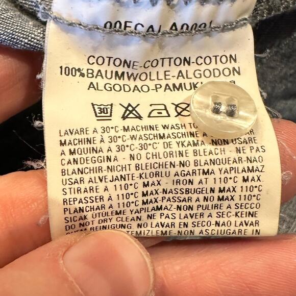 Diesel Mens XL Cotton Denim Western Style Long Sleeve Shirt with Snap Closure - Picture 6 of 8